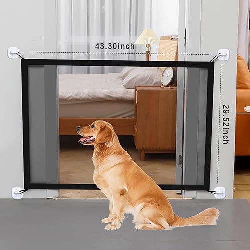 Miniatura 3 de Puertas para perros para casa, portones plegables portátiles para mascotas, puerta mágica de malla para interiores para escaleras y puertas, 29.52 x