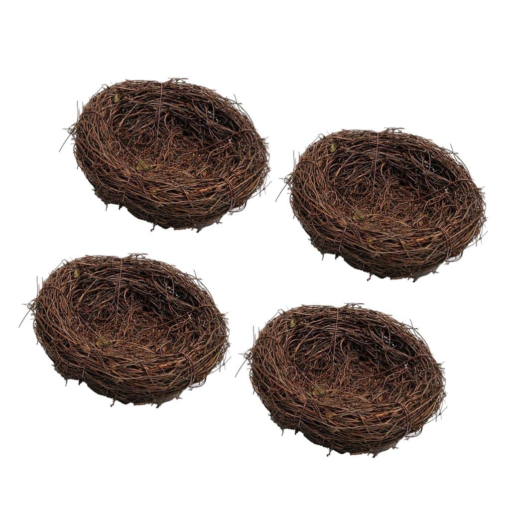 CALANDIS™ 4 Pieces 10cm Handmade Vine Bird Nest House Nature Craft Holiday Decoration | Birdhouses | Bird & Wildlife Accessories | Yard, Garden & Outdoor Living-image-11