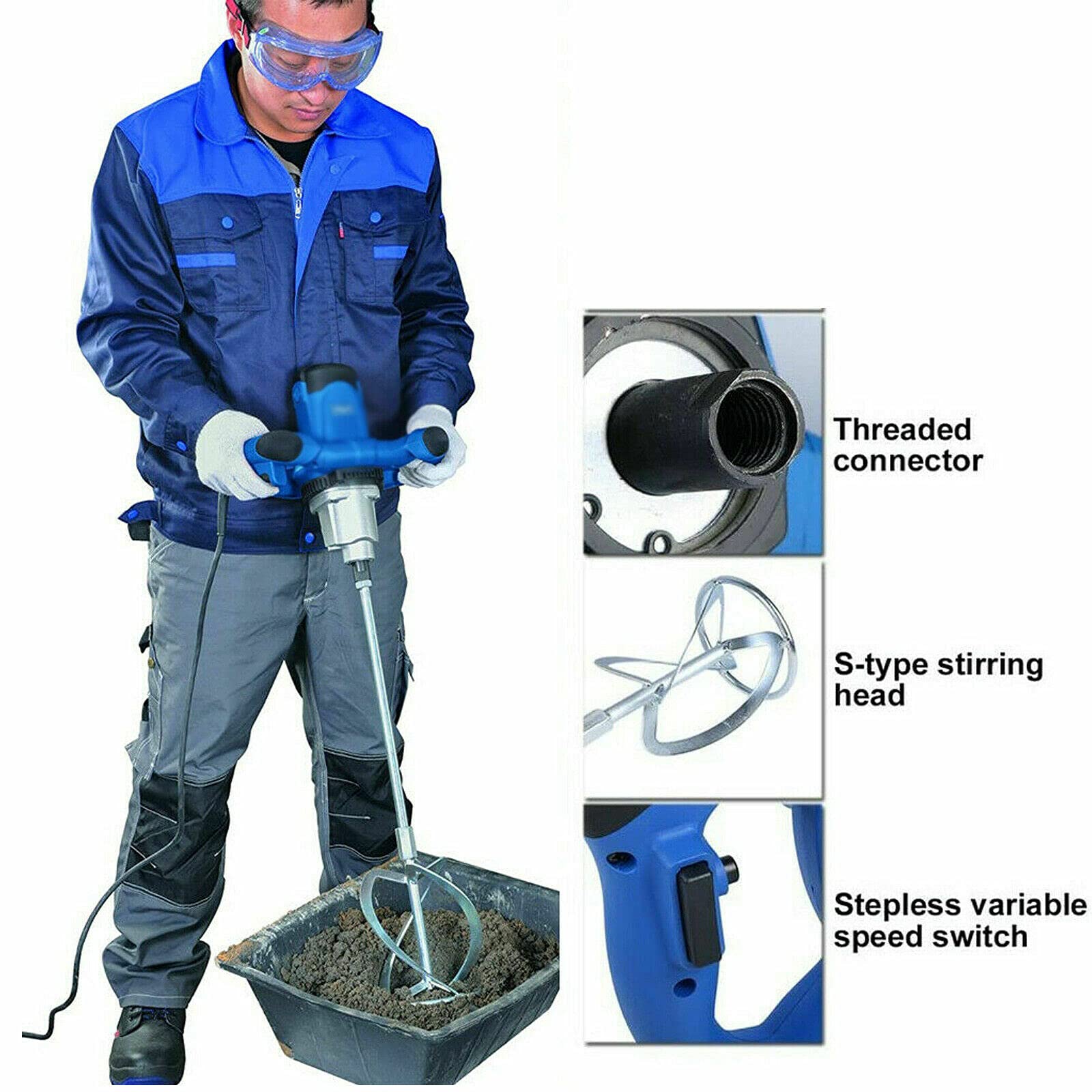 Mélangeur à béton 2600 W avec réglage de la vitesse de rotation 6 vitesses et interrupteur verrouillable avec batteur Ø 120 mm – pour peinture, plâtre et chape, agitateur de mortier