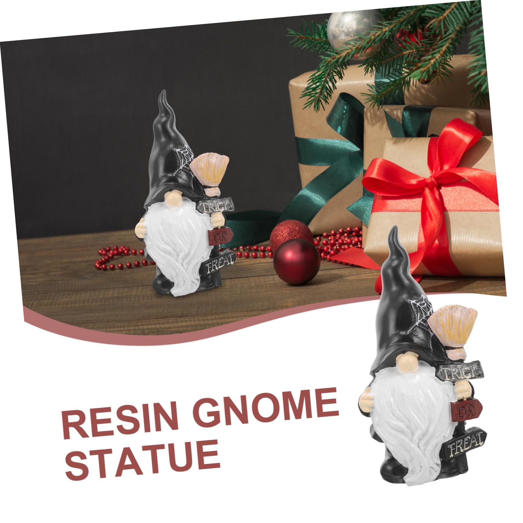 VANZACK Statue de GNOME de Jardin en Résine Noire pour Extérieur