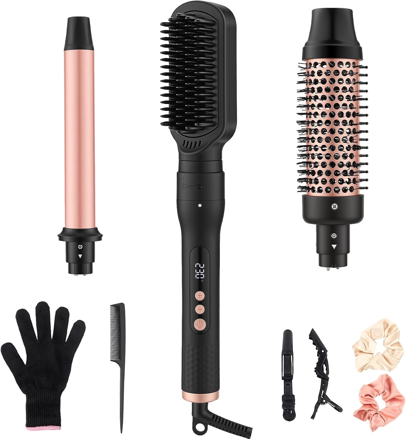 UNOBEY 3 in 1 Curling Iron Set, 1Inch Curling Wand Set with Thermal Brush