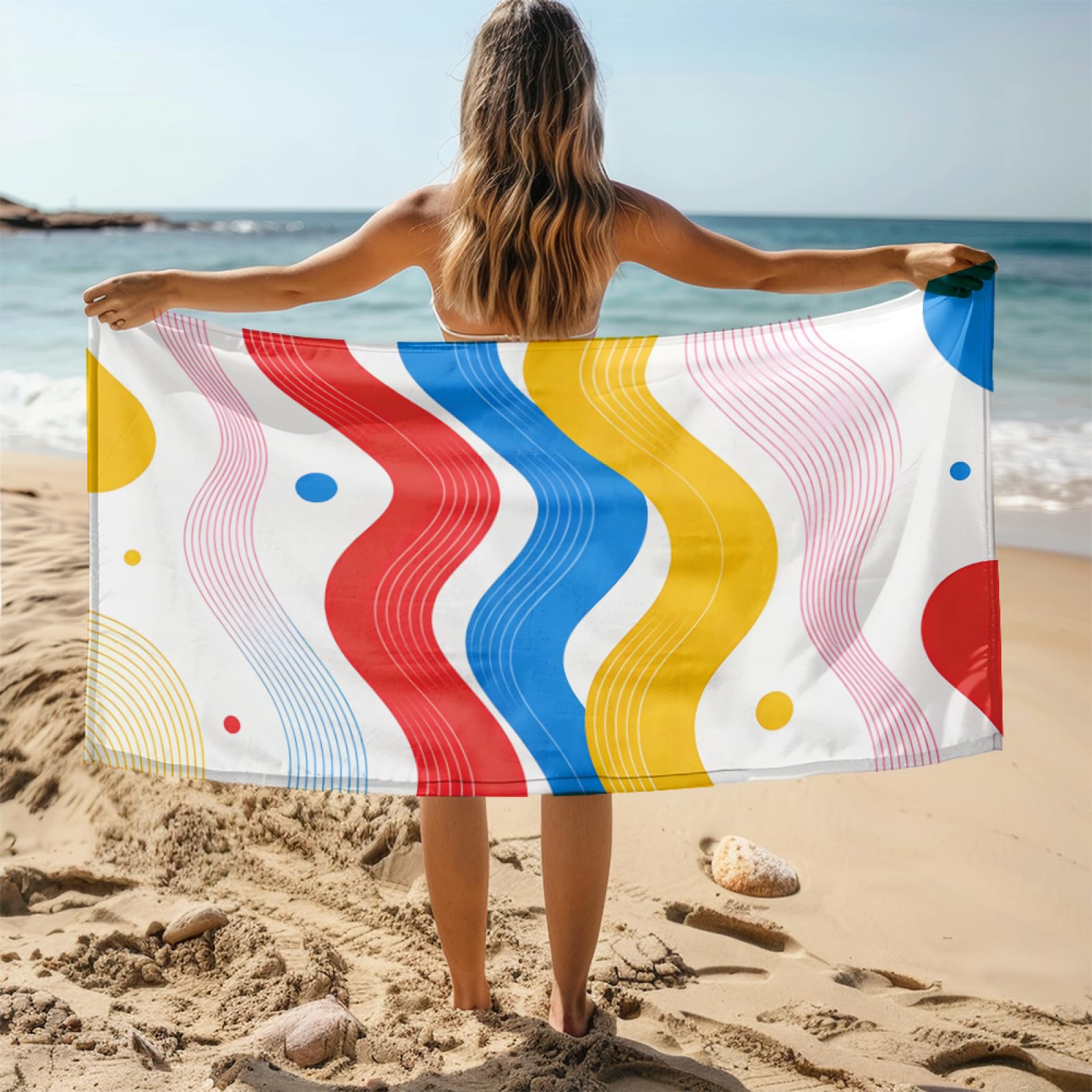 Blue Red Microfibre Towel for Women Men,Gym Towel for Travel Swim Camping,Quick Fast Dry,Travel Essentials,Swimming