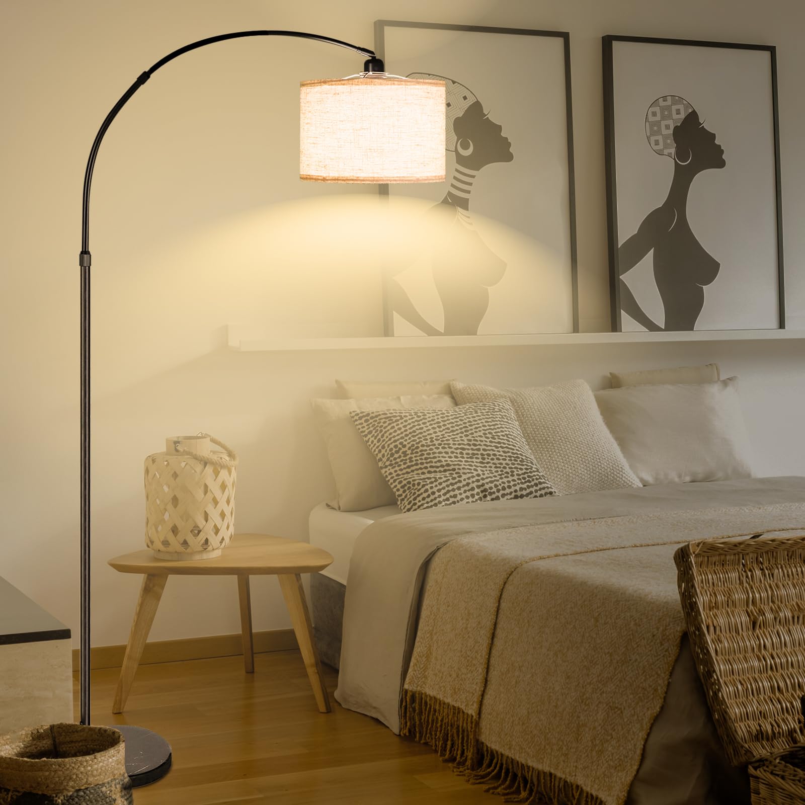 Messing vintage vloerlamp met zwarte stoffen kap - Retro