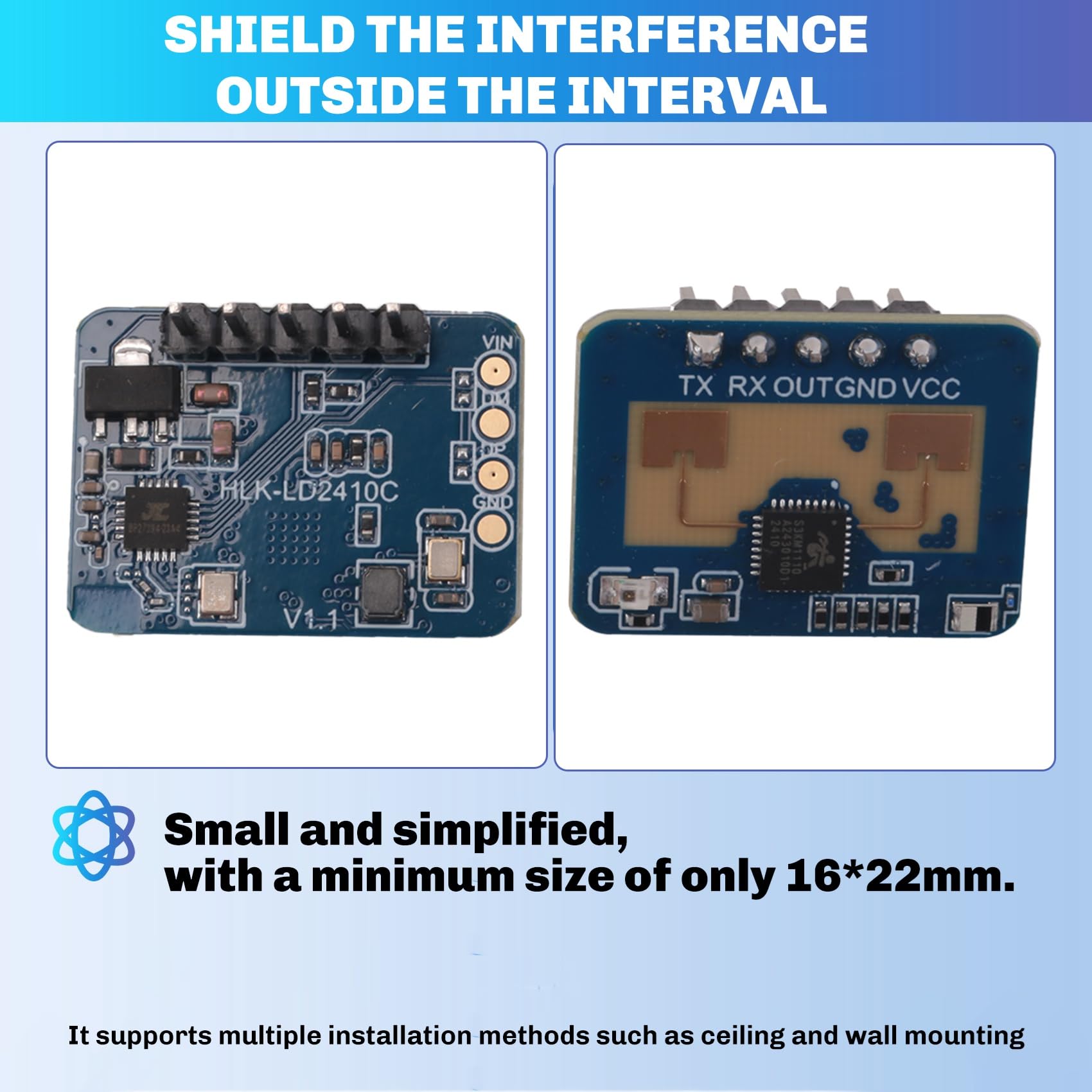 15 unidades 24 G mmWave HLK-LD2410C Human Presence Radar Sensor de Movimiento Módulo de Detección de Movimiento