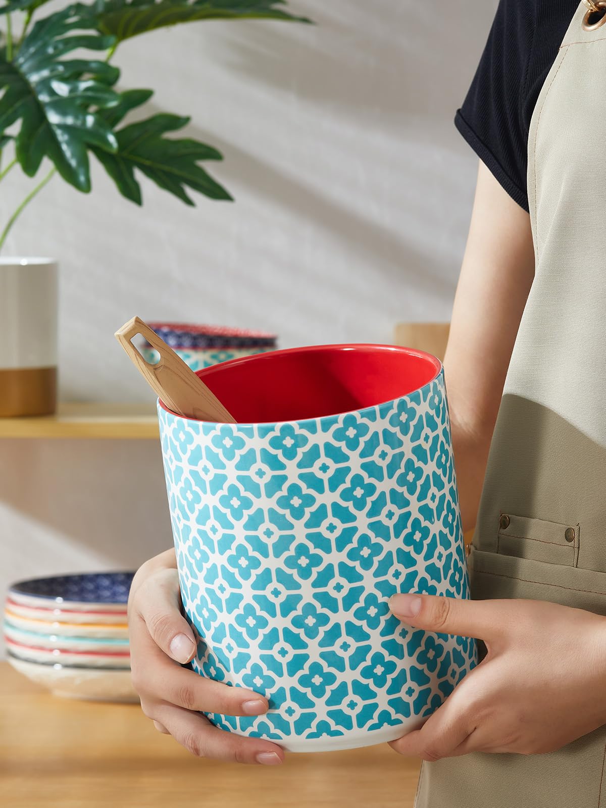 Portautensili In Ceramica Vintage - 18x15,7 Cm, Bianco, Con Base In Sughero Antiscivolo - Foto 5