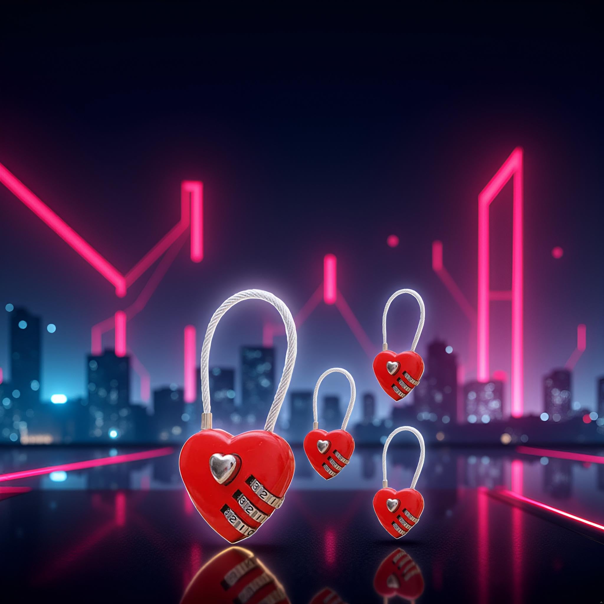 Mini Love Heart Lock,Red Heart Padlock, Mini Code Lock,Bags/Suitcase/Lockers /Backpacks/Jewelry Boxes Wire Rope 3-Digit Code Combination Padlock For Travel - View #14