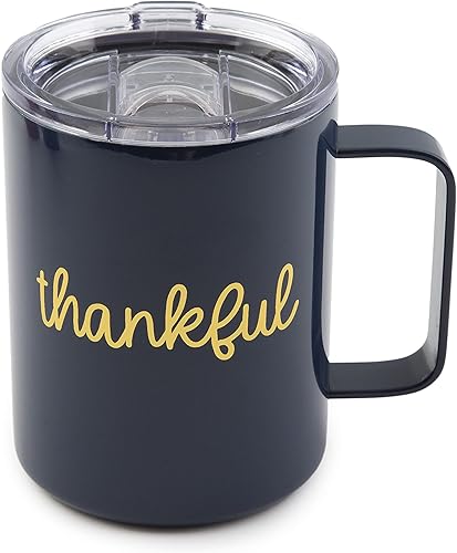 Miniatura 6 de Cambridge Silversmiths Thankful - Juego de 2 tazas de café aisladas de 16 onzas, color azul marino, 0