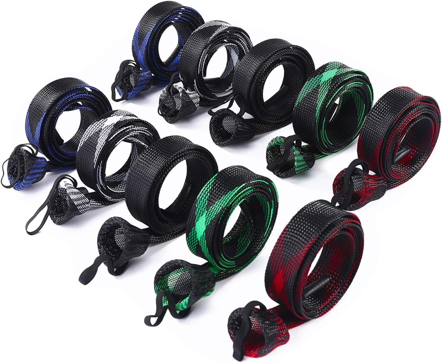 10Pcs Fishing Rod Sleeve Rod Socks 67inches/74.8inches Rod Covers Braided Mesh Rod Protector Fishing Tools Accessories for Bait Casting Sea Fishing Rod