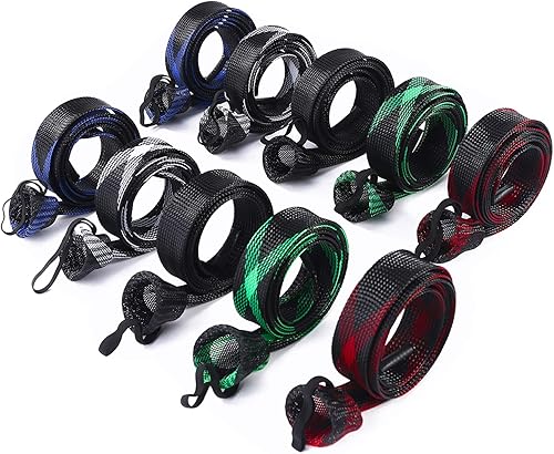 ZHENDUO OUTDOOR 10Pcs Fishing Rod Sleeve Rod Socks 67inches74.8inches Rod Covers Braided Mesh Rod Protector Fishing Tools Accessories for Bait