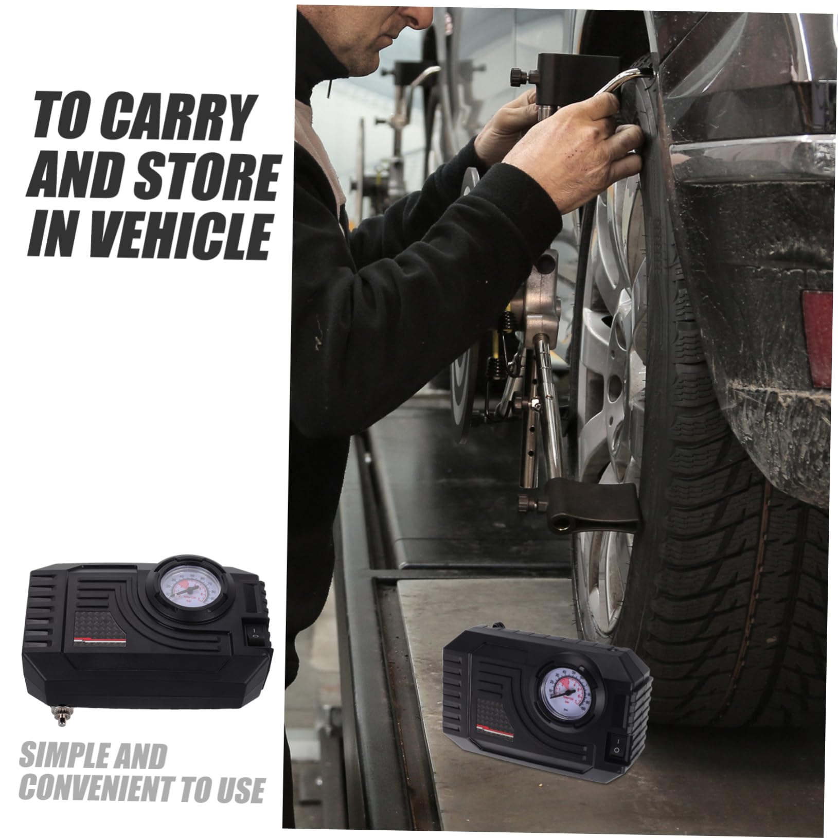 Compresor de Aire Portátil Eléctrico para Coche, Inflador de Neumáticos Material Abs y Metal, Resistente al Envejecimiento, Adecuado para Uso en Vehículos