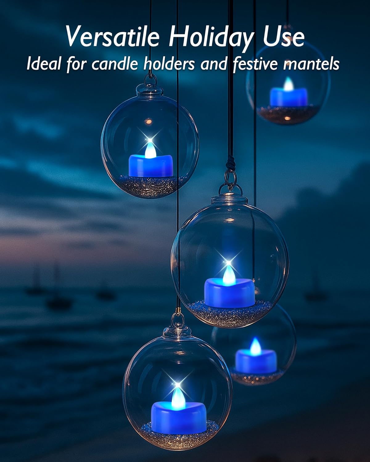 5plots Flameless Candles, 24Pcs Tea Lights Candles Battery Operated, Flameless Tealight Candles, Electric Tea Lights Votive Candles - Blue - 1.5" x 1.25"- No Flicker - Image 3