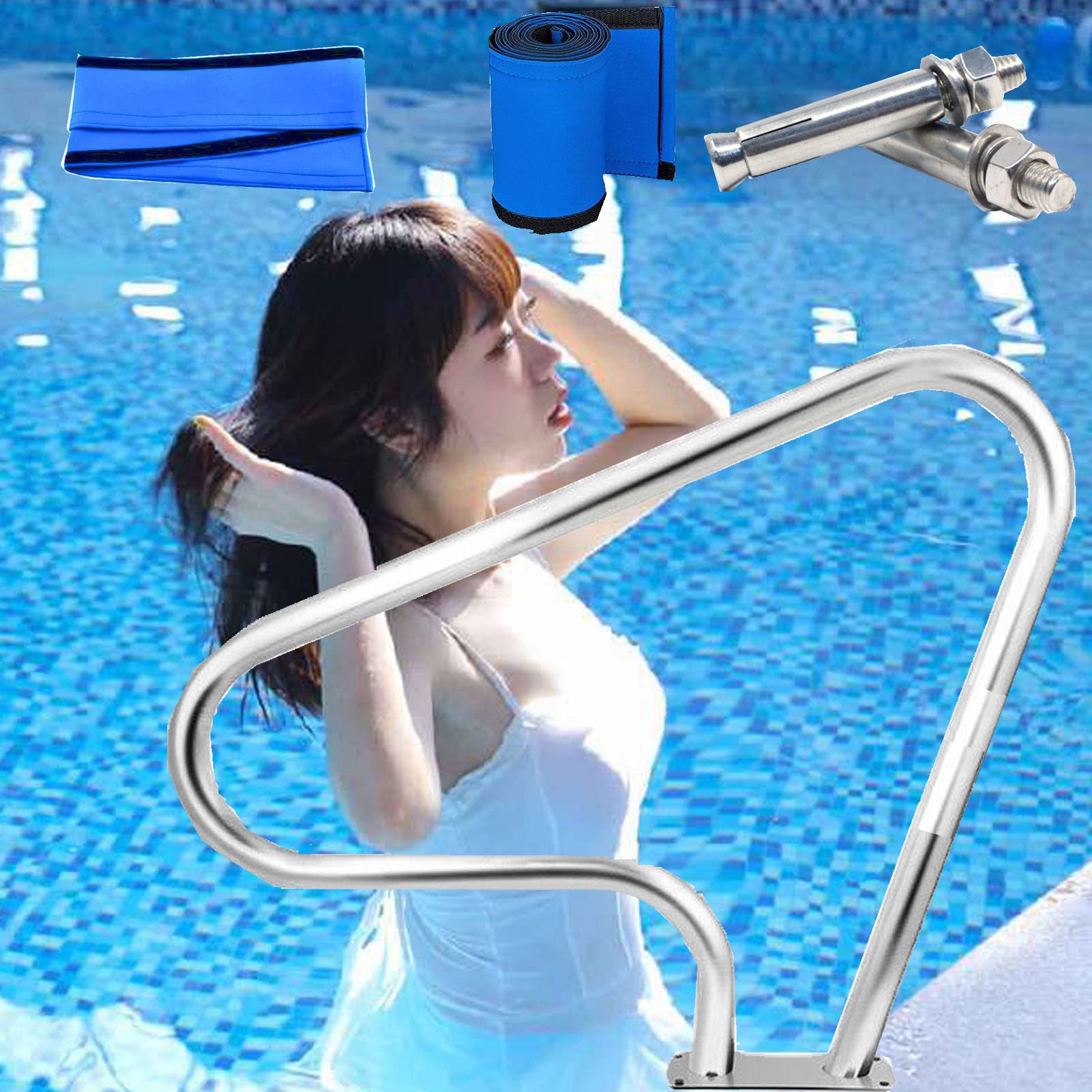 Main courante de piscine 113,4 kg rampe d'escalier 78x78 cm