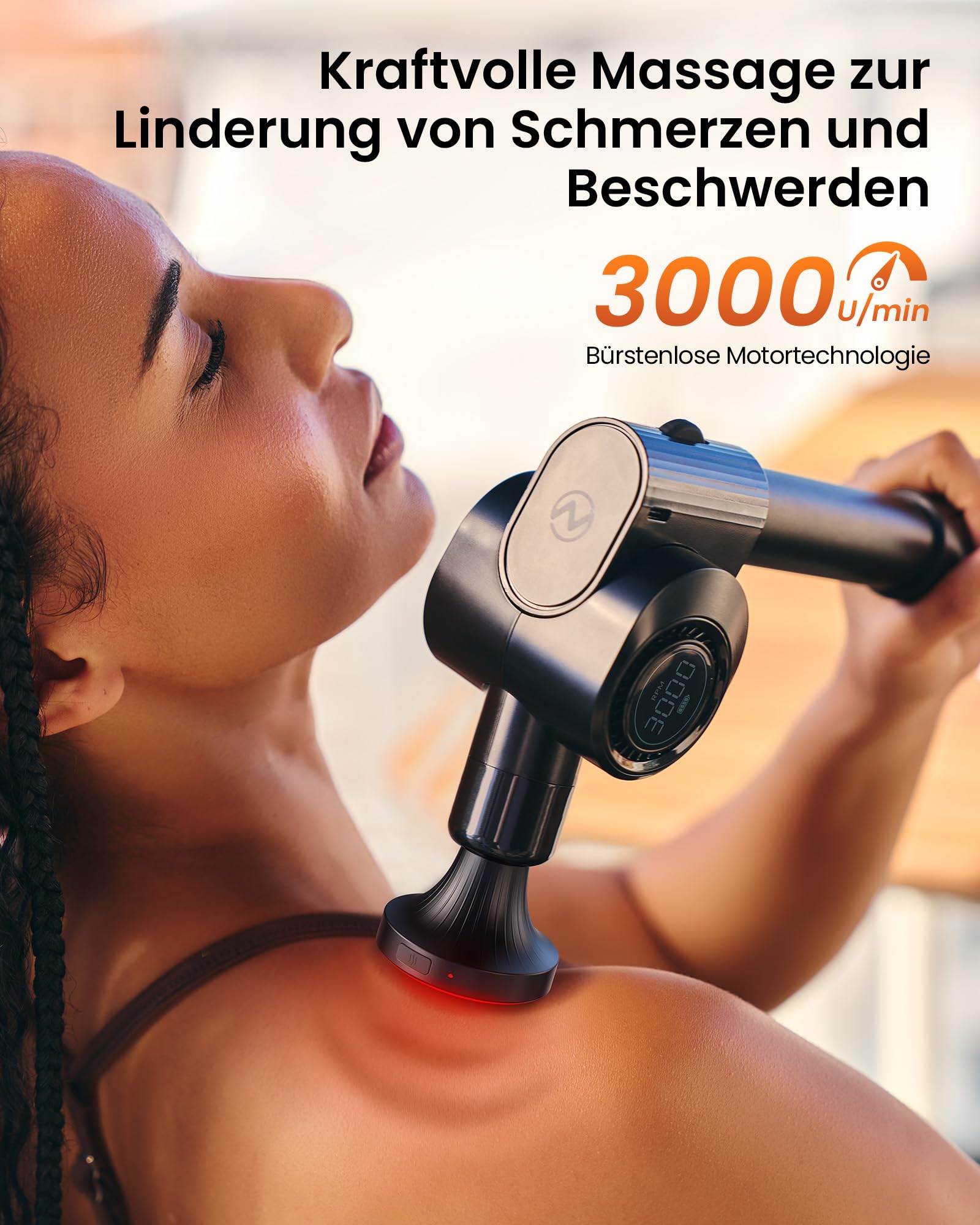 Massagepistole mit Wärmefunktion und Rotlichttherapie,Napre Massage Gun Massage Pistole mit Verlängerung,Muskel Percussion Massagegerät für Schulter Körper Rücken Entspannung,32 Geschwindigkeiten