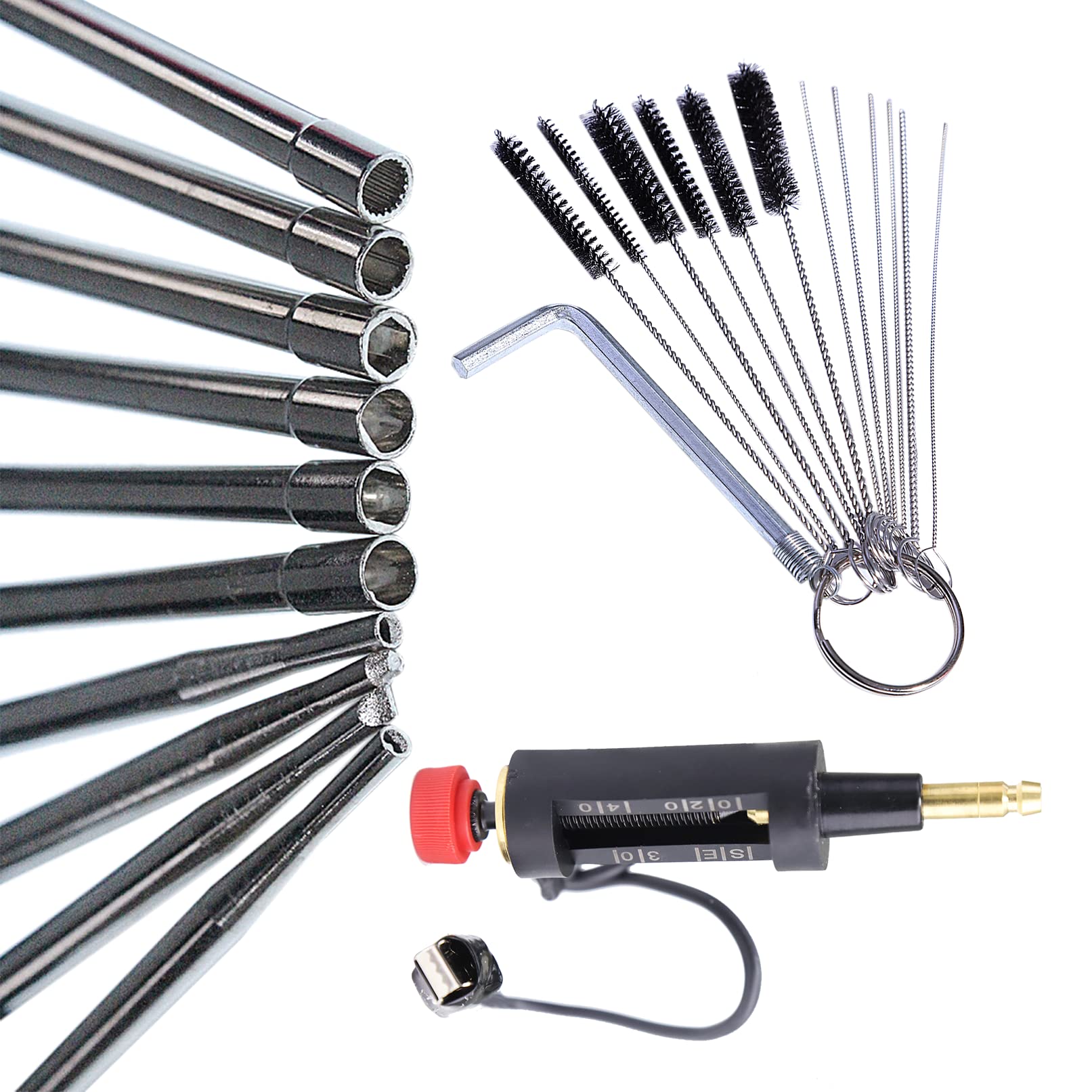 Kit Regolazione Carburatore con Tester per Candele per Stihl Husqvarna Walbro Zama, ADEFOL 10 Cacciaviti per Carburatore + Tester di Accensione + Spazzola per Pulizia + Borsa