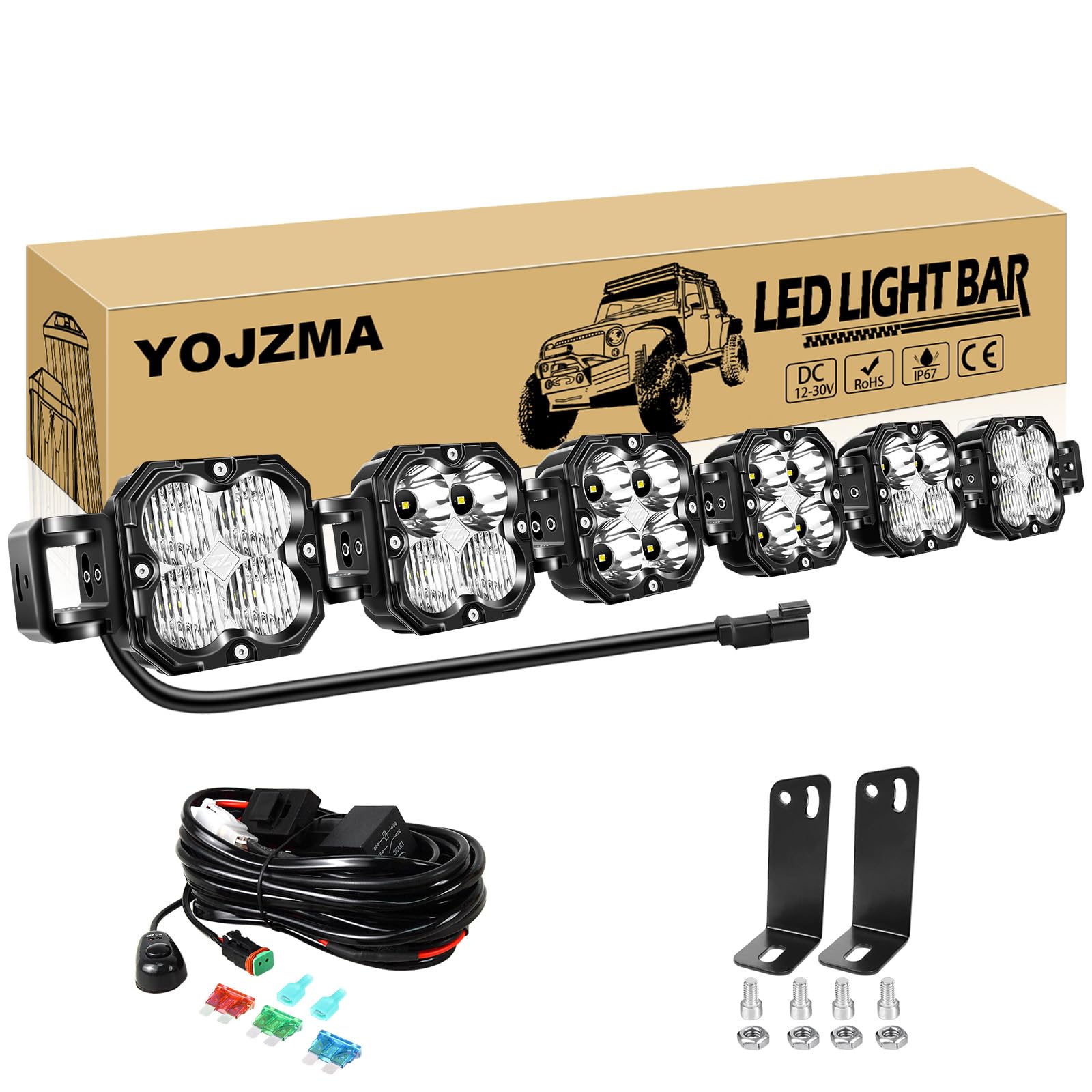 listwa świetlna LED 40 cali 102 cm 180 W, Spot Flood Combo 18000 lm oświetlenie robocze z kablem przyłączeniowym 14AWG DT do ciężarówek, pickup, samochodów, SUV-ów, ATV, UTV, 4x4, łodzi
