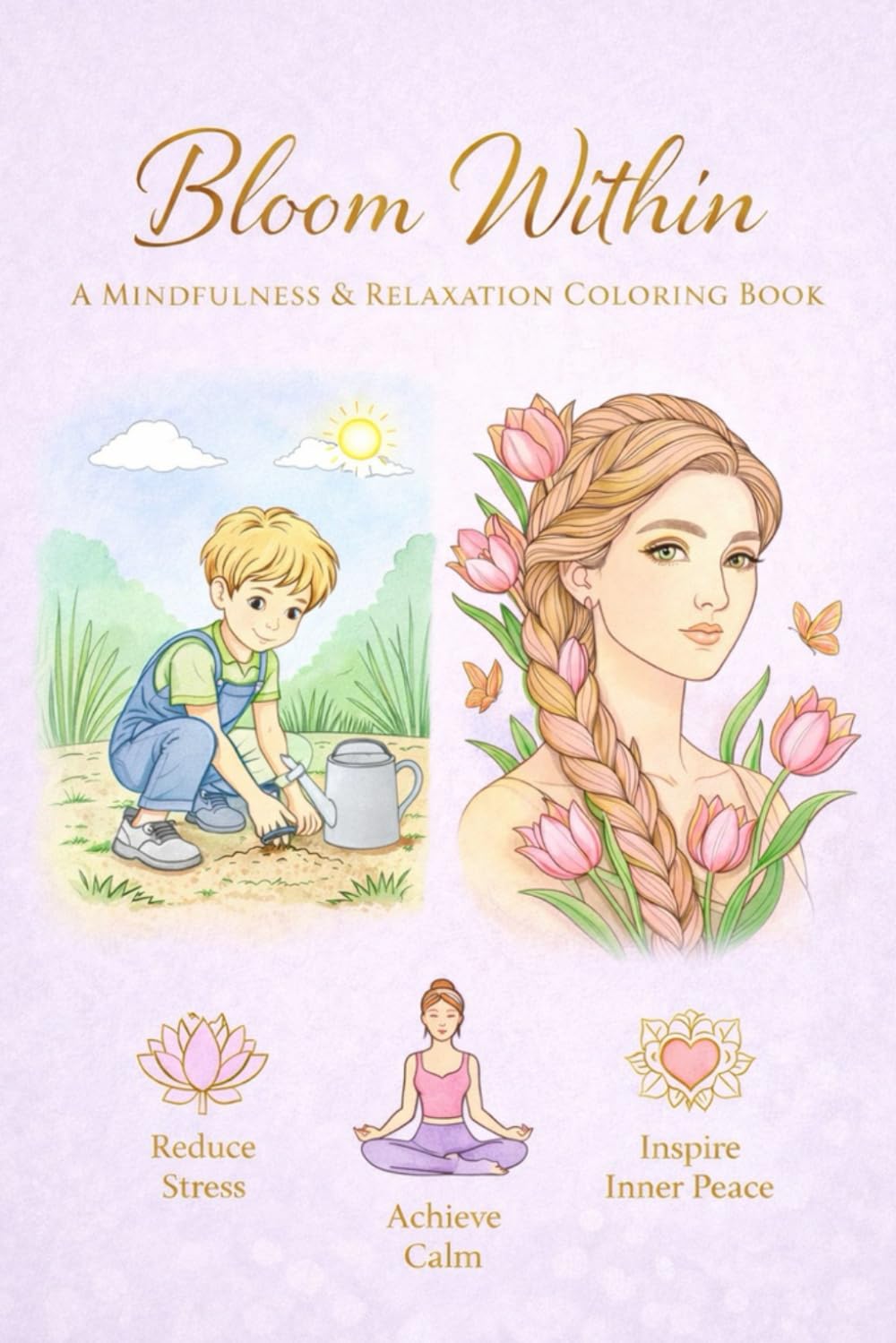 Bloom Within: A Mindfulness & Relaxation Coloring Book with Elegant Floral Portraits to Reduce Stress, Calm the Mind, and Inspire Inner Peace