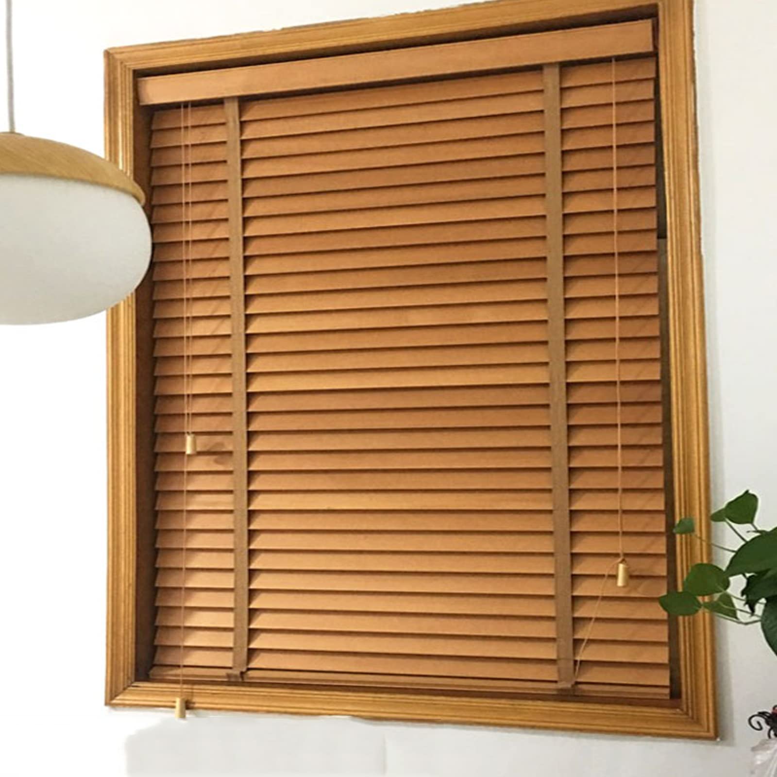 KDDFN Natural Solid Wooden Venetian Blinds,Light Filtering Shades Privacy Drape,Balcony Decoration Curtain,Window Privacy Protection,Customize,for Office,Home (W120xH340cm/47x134in)