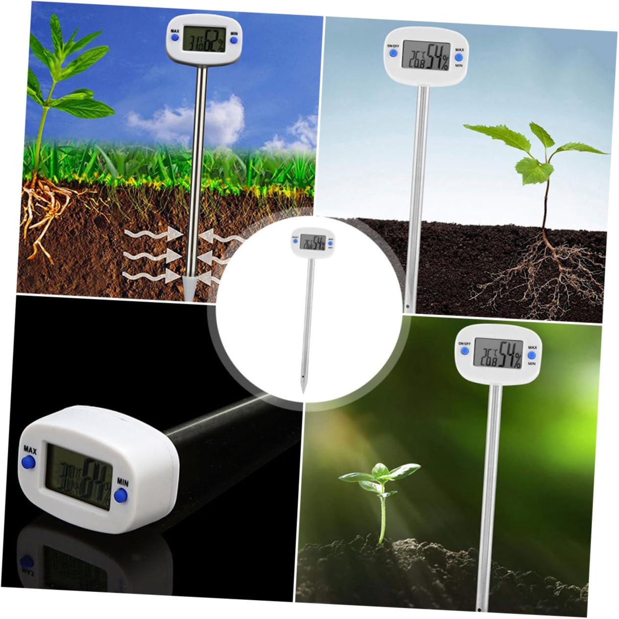 ifundom 3 Termómetros De Suelo Y Humedad Para Plantas Sensor De Compost Medidor De Humedad Para Césped Y Para Plantas De Interior