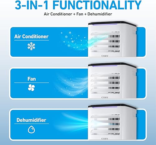 Miniatura 10 de Coby CBPAC815 unidad de CA 3 en 1, deshumidificador y ventilador, 12,000 BTU acondicionadores de aire portátiles, blanco