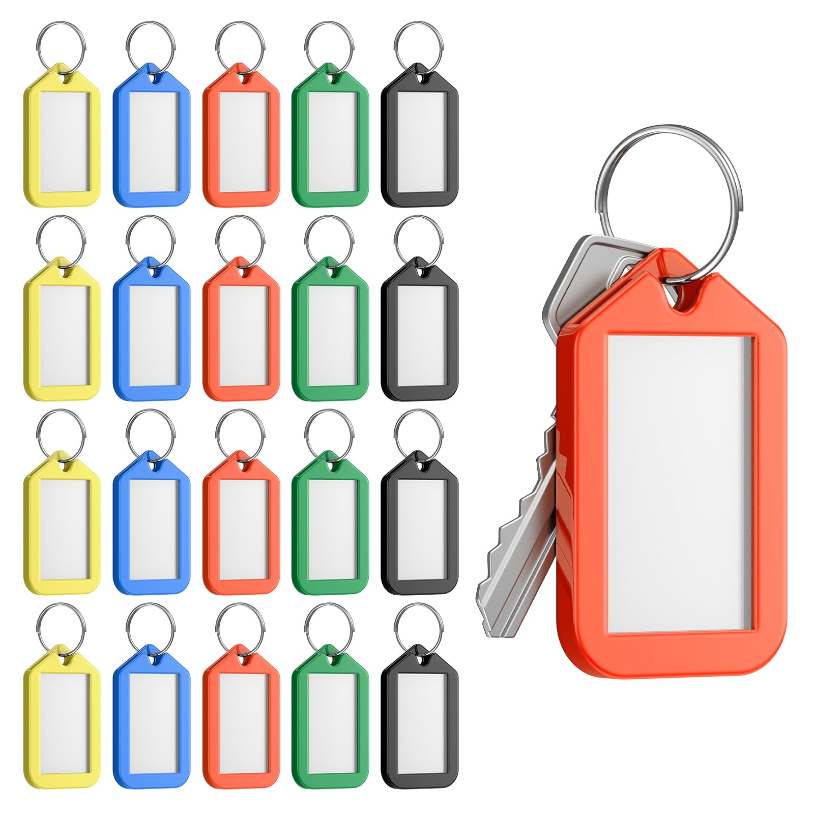 Uniclife 20 Pcs Key Labels, 5 Color Key Tags with Labels and Rings