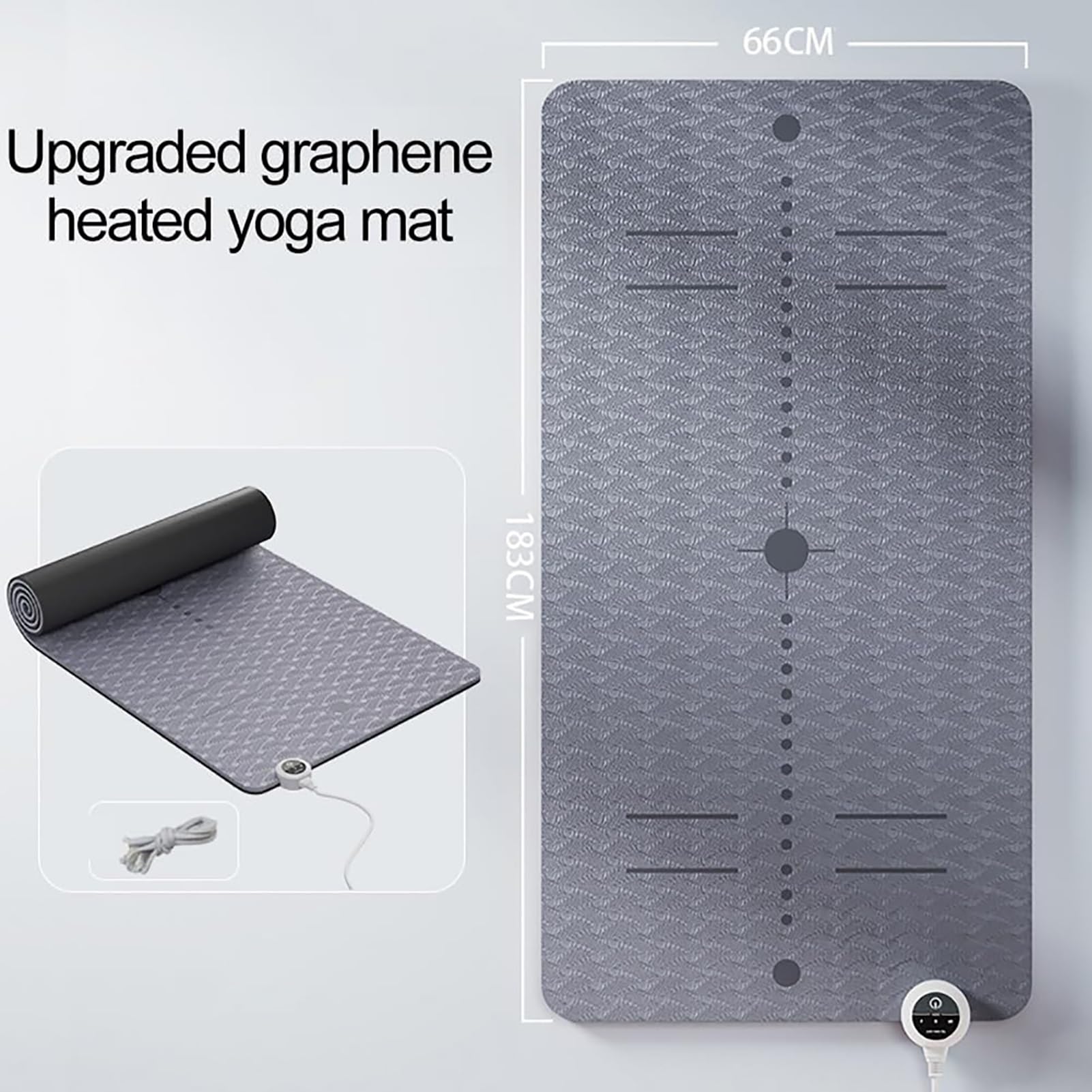 Tappetino da yoga riscaldato elettrico, in TPE morbido antiscivolo da 8 mm, temperatura regolabile 10-60 ℃, timer 1-12 ore, perfetto per lezioni di yoga invernali per uomini e donne