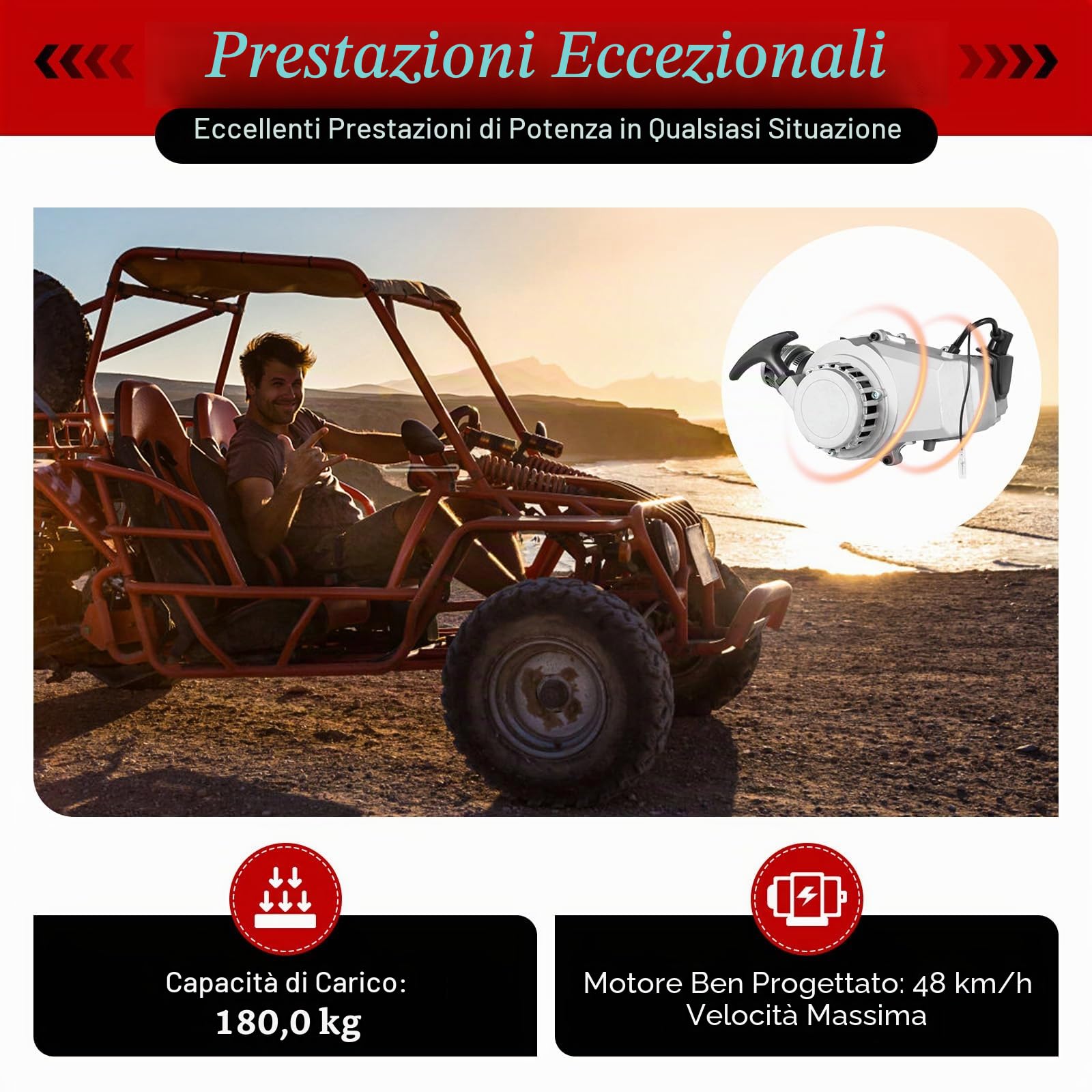 Kit mini motore a 2 tempi, 49 cc, Pull Start + serbatoio del carburante per Pocket Quad Dirt Bike 2 tempi