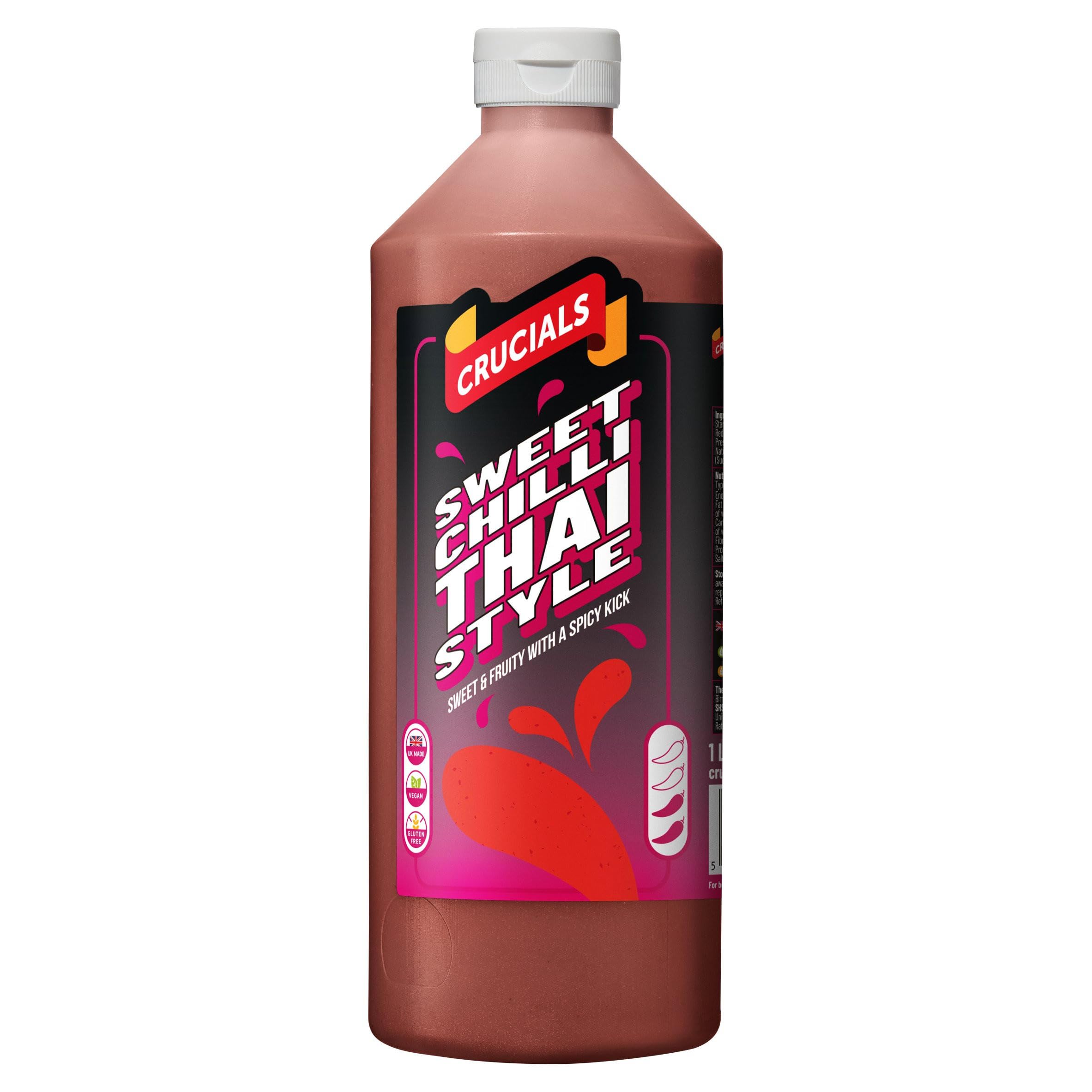 Crucials Thai Sweet Chilli Squeezy Sauce 1L, Sweet & Fruity with a Spicy Kick