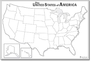 Blank Map of the United States Dry Erase Laminated 50 States Poster