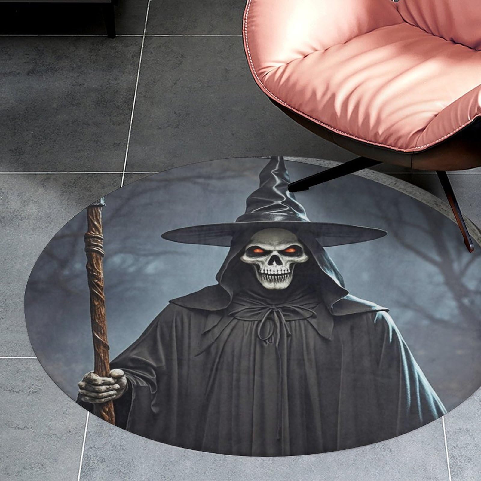 Tapis rond chambre 80 cm antidérapant et lavable pour salon