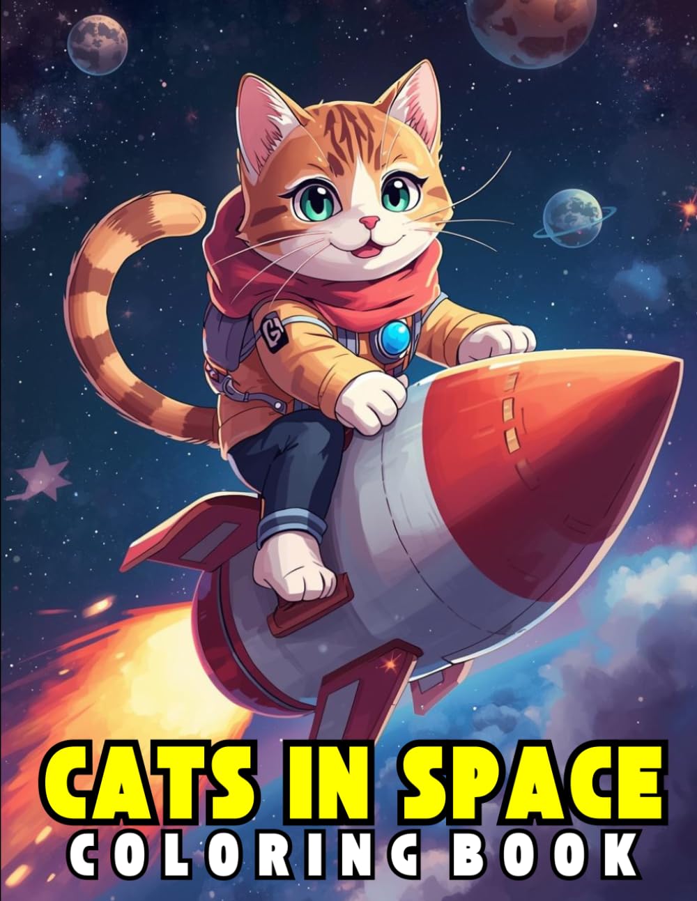 Cats In Space Coloring Book: Cute OuterSpace Cats Adventures; Fun Galaxy Kittens, Astronaut Cats & Cosmic Coloring Fun for kids and adults
