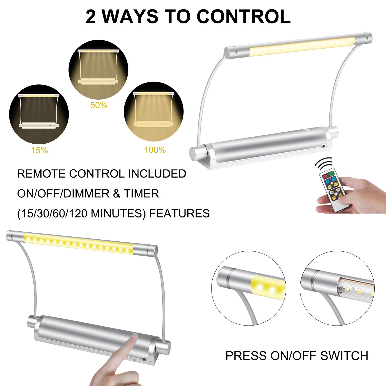 Buy LUXSWAY Wireless Picture Light With Remote, Painting Lighting Battery Powered, 9 Inch - View #2