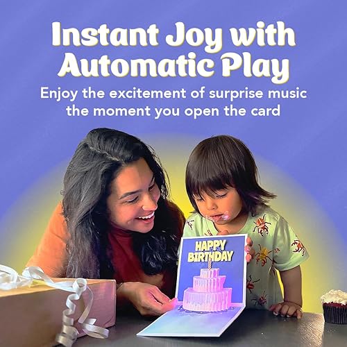 Miniatura 4 de Tarjeta de cumpleaños desplegable para mujeres y hombres, luces y música que cambian de color, tarjeta de feliz cumpleaños reproduce canción rock