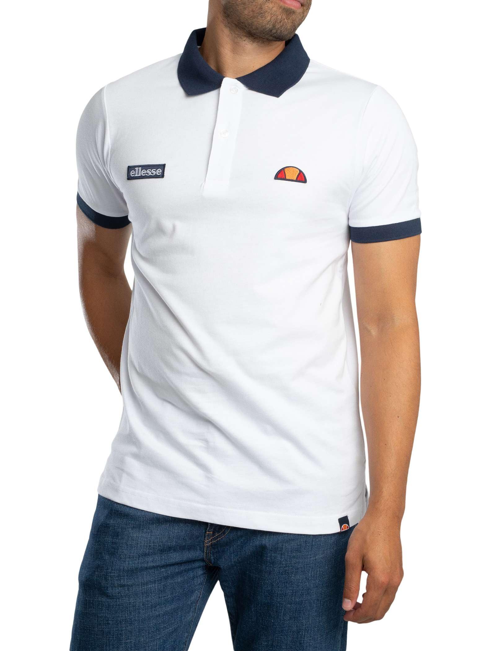 Ellesse Men's White/Navy Lessepsia Polo Shirt, Xl