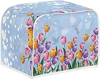 Vista 2 de Cubierta para tostadora de flores coloridas de 2 rebanadas de ranura ancha, a prueba de polvo, protectores de huellas dactilares y protección contra