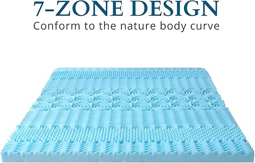 Miniatura 3 de Cubrecolchón de espuma de 7 zonas, cubrecolchón de gel refrescante con funda de algodón de punto, certificado CertiPUR-US y Oeko-TEX, Queen, 2