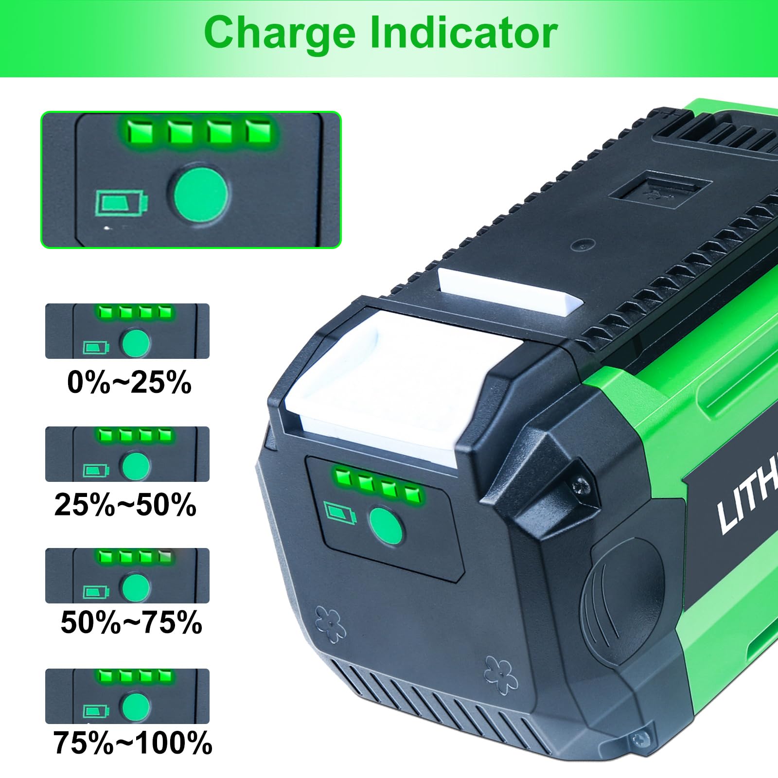 6000mAh Substituição para Greenworks 40V Batteria Completamente compatibile con accessori Greenworks G-MAX 40V per motoseghe