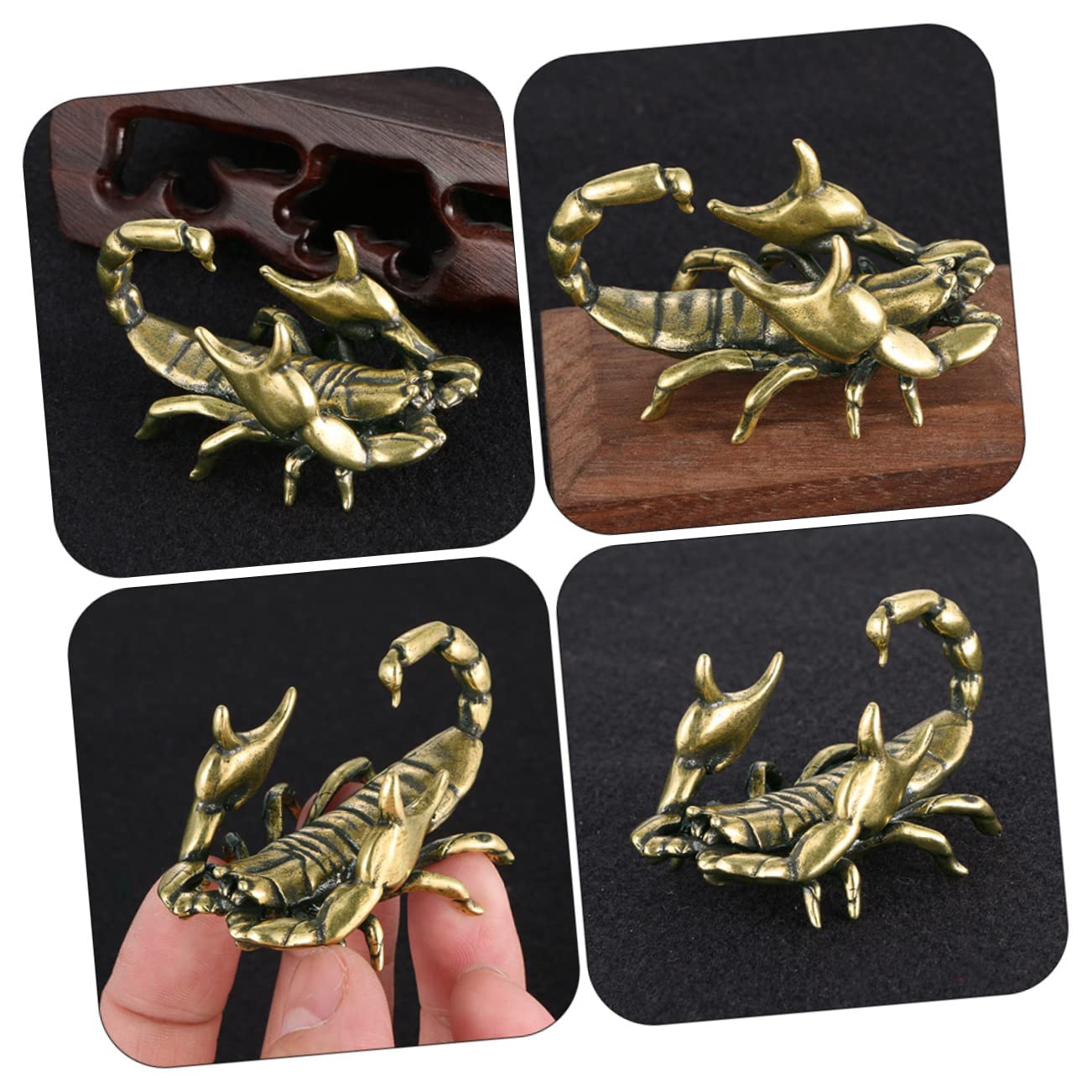 Cabilock Tiger Stiftablage 4 Stück Stift Ruhen Ornamente Zarte Stiftablage Feng-Shui-Statue Tischdekoration Feng-Shui-skulptur Stifthalter in Skorpionform -Figur Bürstenablage Golden Messing