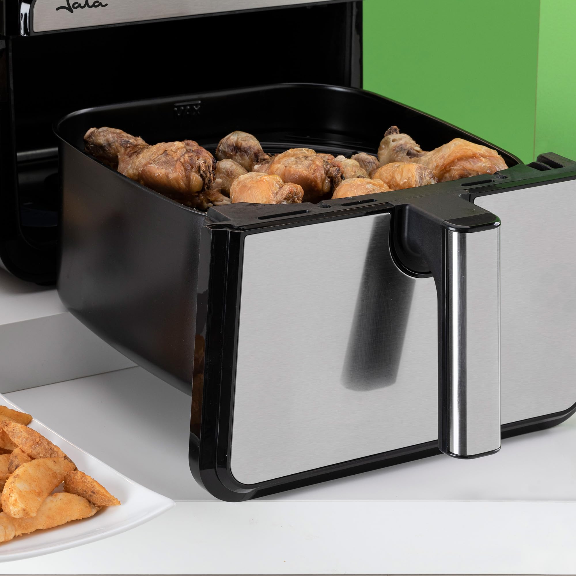 JATA JEFR1242 - Freidora de Aire sin Aceite de 8 L. Air Fryer 2100 W. 10 Programas Automáticos. Panel Táctil Intuitivo. Hasta 200ºC. Temporizador 60 minutos. Freír, Hornear, Asar, Deshidratar
