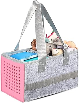 Carrying Case for Tonie Box, Felt Organizer Case for Toniebox 2 Starter Set, Tonies Bag for Toys, Holds 30-40 Tonies Figures Characters with Handle Pink