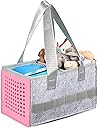 Carrying Case for Tonie Box, Felt Organizer Case for Toniebox 2 Starter Set, Tonies Bag for Toys, Holds 30-40 Tonies Figures Characters with Handle (Pink)