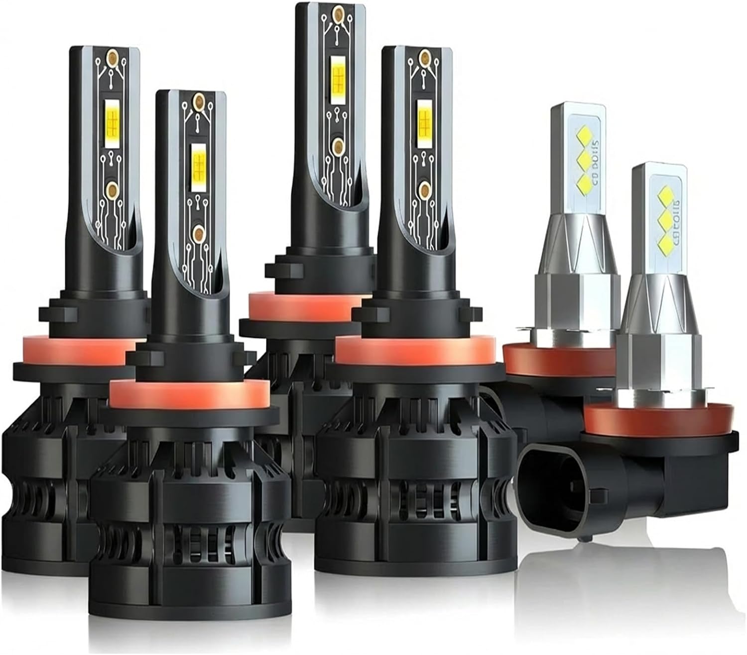 Compatible For Nissan Altima 2007-2018, H9 High Beam + H11 Low Beam + H8 Fog Light Bulbs,600% Brightness 6500K White, Plug n Play, IP68 Pack of 6 Bulbs