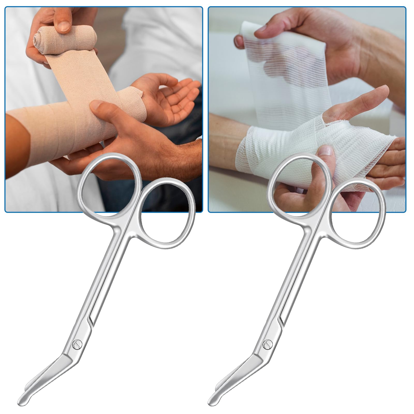 2 forbici per stomia, in acciaio inox, per bendaggi chirurgici, medici, curve, per colostomia, urotrostomia, medici, veterinari, assistenza domiciliare, 11,1 x 5,1 cm (argento)