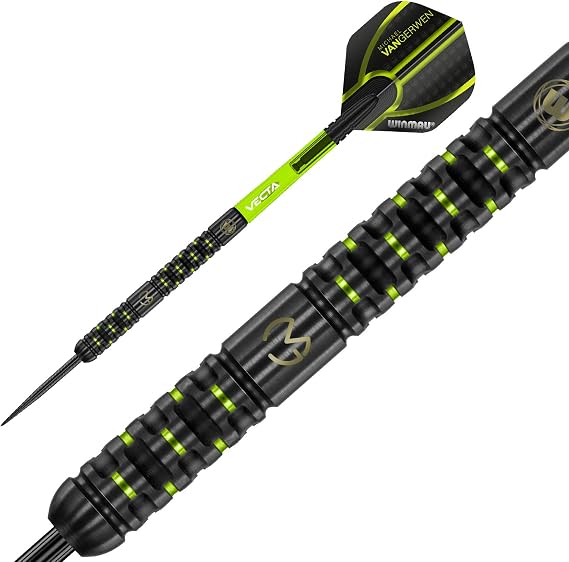 WINMAU Michael van Gerwen MvG Adrenalin Tungsten Steeltip Darts Set with Prism Flights and Vecta Shafts (Stems)