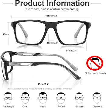 CARA Progressive Multifocus Reading Glasses for Men No-Line Blue Light Blocking Computer Readers With Aluminum Temples, 1.25x