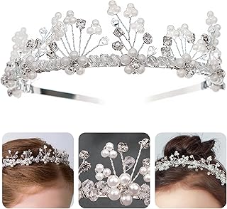Braut Haarschmuck Hochzeit Blumenkranz Stirnband Haarband Haare Blumen Kopfschmuck Haarkranz Haarreif Kommunion Mädchen Damen, Silber