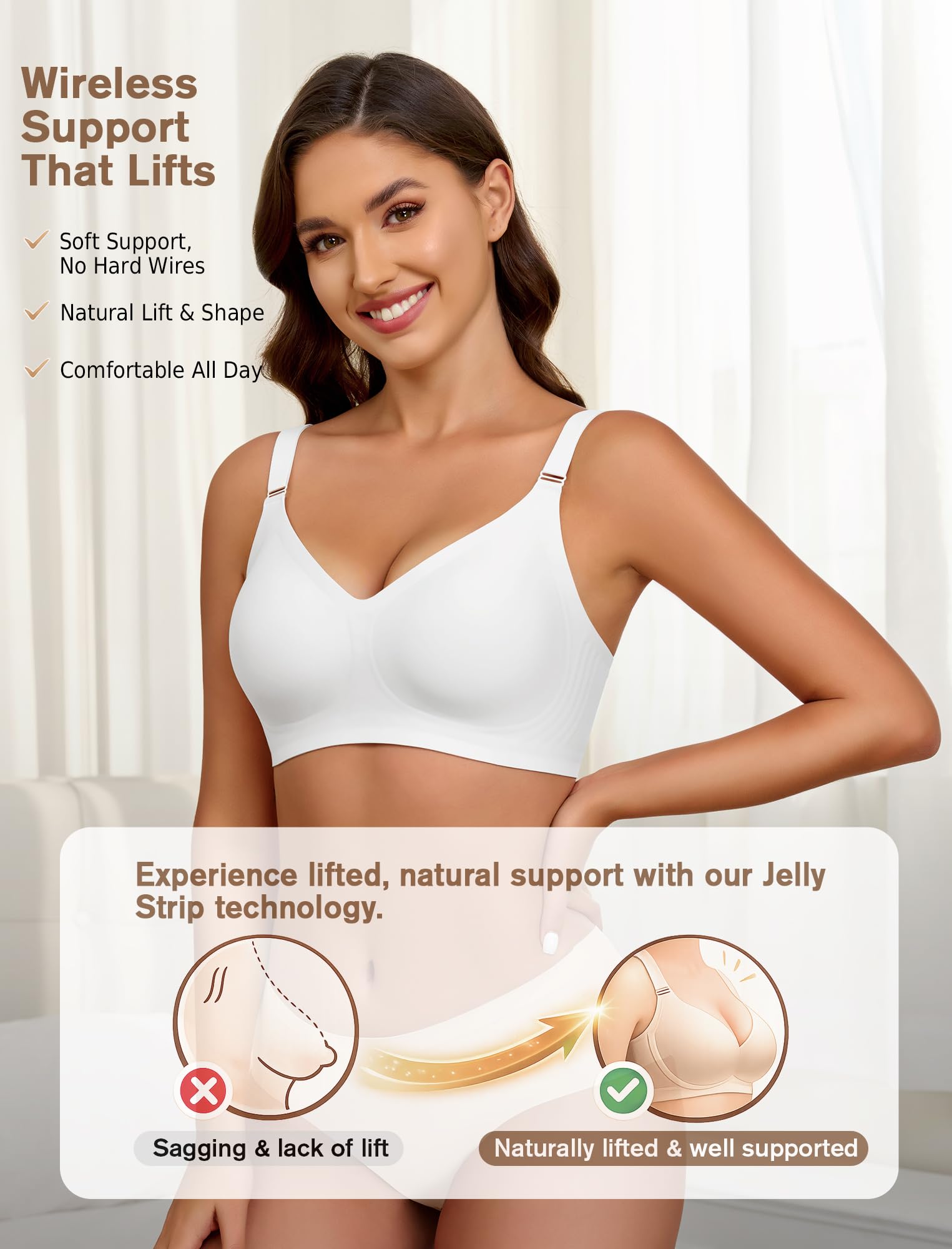 Soutien Gorge sans Armature Push Up Rembourré Brassière Femme sans Coutures Comfit Soutien-Gorge Maintien Fort Grande Taille Bra Confort Quotidien Soutien Gorge Minimiseur