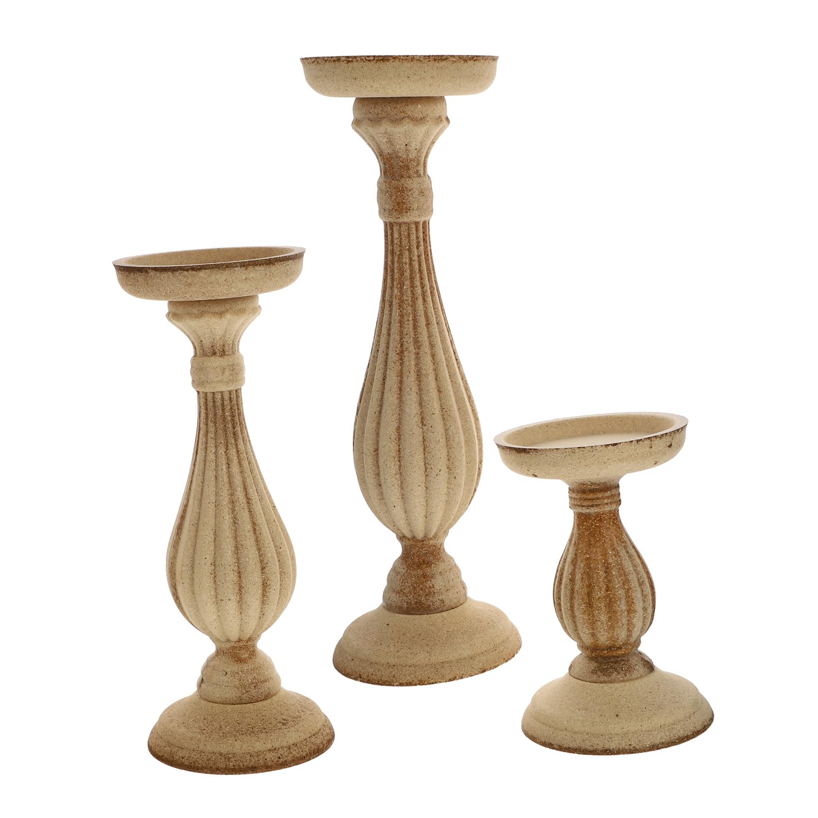 STOBAZA Candelabros de Madera Vintage Tablero de Densidad 3 Piezas Estilo Nórdico Soporte para Velas Ecológico Adecuado para Decoración en Café o Bar