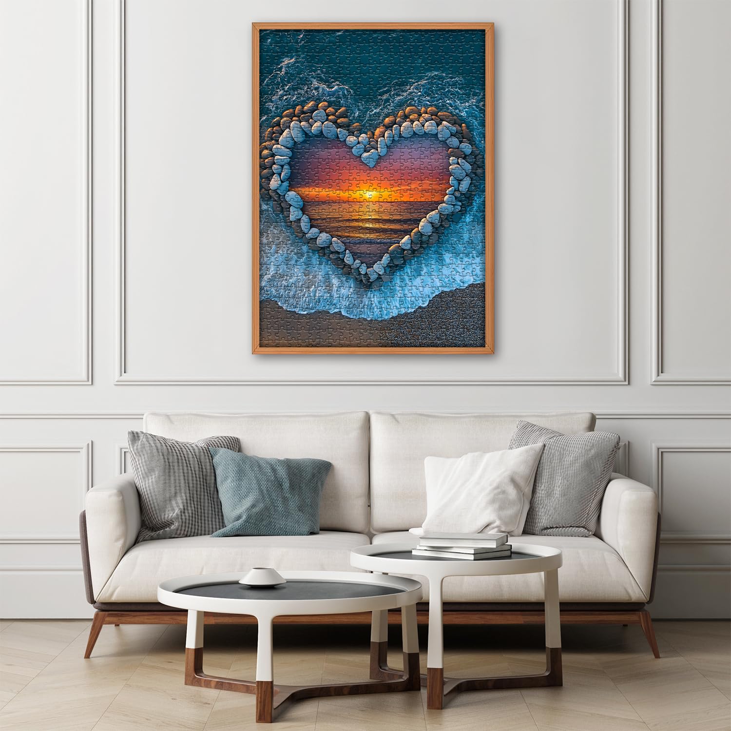 PICKFORU Beach Puzzles for Adults 1000 Piece, Ocean Heart Colorful Sunset Jigsaw Puzzle Scenic Scenery, Summer Marine Love Themed - Image 5