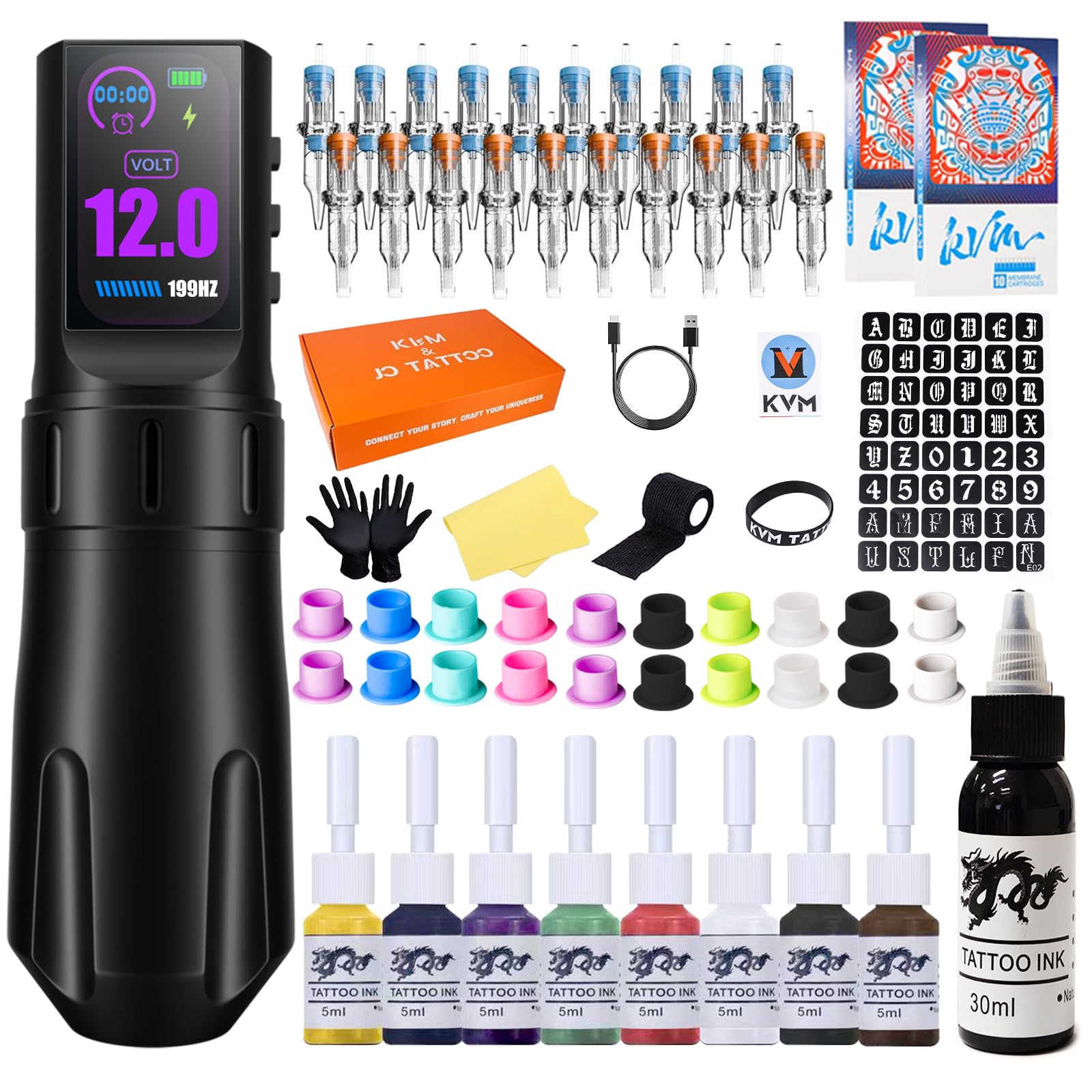 Amazon.com: KVM large IPS Screen Tattoo Kit Wireless 1800mAh
