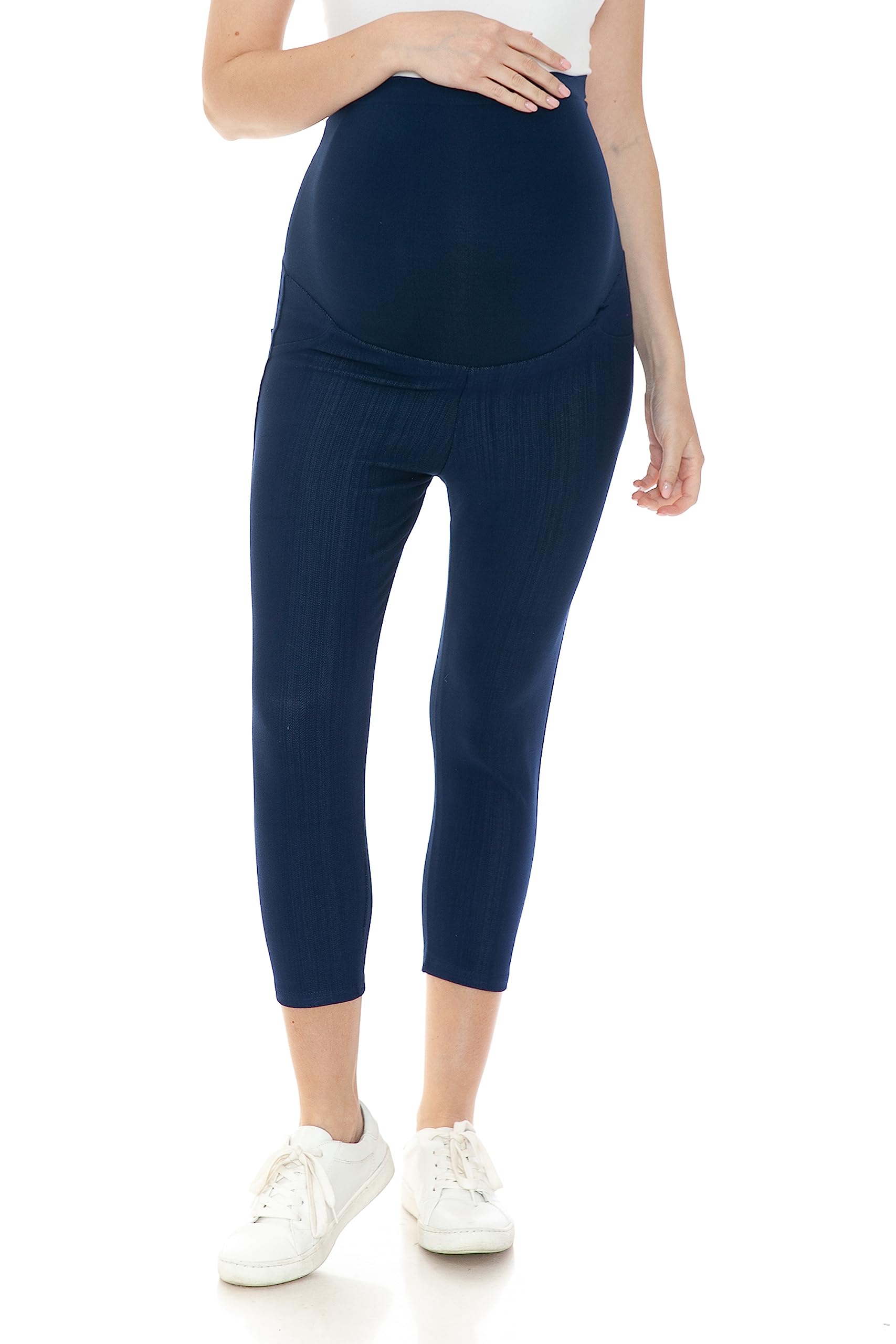 Leggings Depot Damen Umstandsjeans mit Taschen Bequeme Stretch Schwangerschaftshose Denim Jeggings
